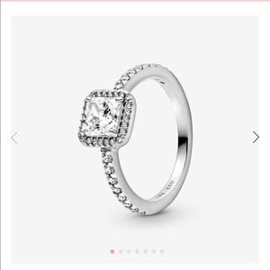 Pandora square sparkle halo ring